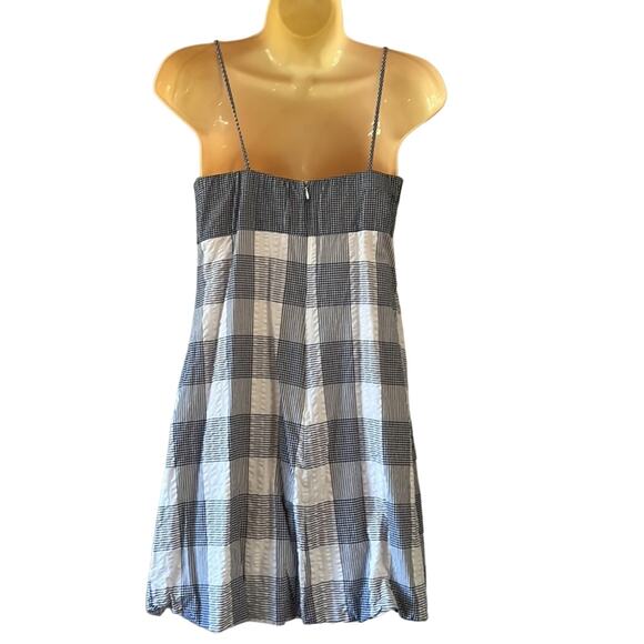 B.Darlin Blue & White Check Cotton Dress with Spaghetti Straps Sundress Country - Picture 3 of 10